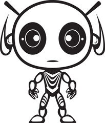 Robotic Voyager Space age Emblem Design Celestial Sentinel Alien Robot Symbol