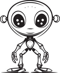 Cybernetic Voyager Emblematic Alien Robot Galactic Wanderer Vector Icon of Alien Robot