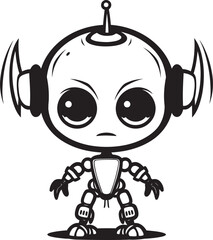 Futuristic Defender Alien Robot Logo Design Celestial Sentinel Vector Emblem of Space Robot