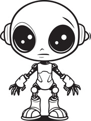 Techno Sentinel Emblematic Alien Robot Sentinel Mechanical Guardian Vector Icon of Space Android