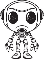 Techno Wanderer Emblematic Alien Android Cosmic Explorer Vector Icon of Space Robot