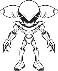 Futuristic Guardian Vector Logo of Alien Robot Cybernetic Voyager Emblematic Robot Sentinel