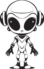 Cybernetic Voyager Emblematic Robot Sentinel Interstellar Explorer Vector Icon of Alien Explorer