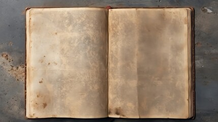 Open ancient old book with empty pages