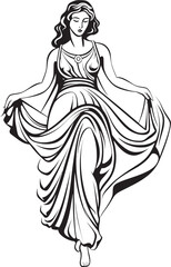 Grecian Goddess Vector Logo of Beautiful Greek Woman Mythical Maiden Iconic Greek Woman Design