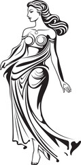 Pantheon Princess Iconic Emblem of Greek Goddess Mythical Muse Vector Design of Ethereal Beauty