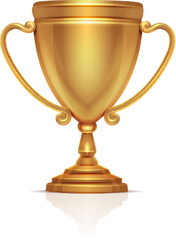 Golgen trophy cup. Champion award. Winner prize