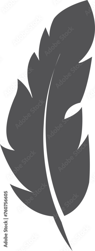 Sticker Curved feather icon. Black bird wing symbol