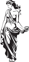 Grecian Grace Emblematic Icon of Beautiful Woman Aegean Elegance Vector Design of Greek Goddess