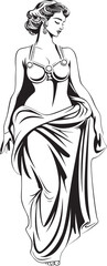 Grecian Grace Iconic Emblem of Ancient Beauty Hellenic Heritage Vector Design of Greek Goddess
