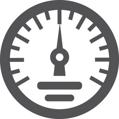 Dashboard symbol. Speedometer black icon. Round gauge