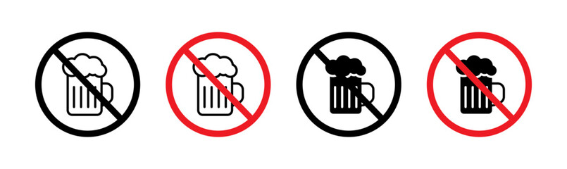 Alcohol Consumption Prohibition. No Drinking Warning Sign. Safety Symbol Against Alcohol Use - obrazy, fototapety, plakaty
