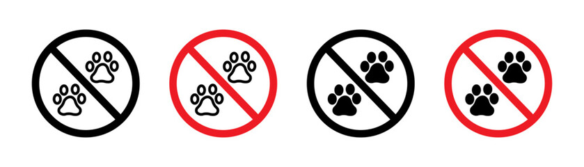 No Dogs Allowed Sign. Pet Entry Ban Symbol. Puppy Prohibited Area Warning