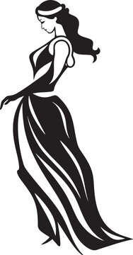 elegant woman in black dress clip art preview