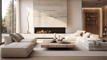 Minimalistic and organic living room design  AI generated illustration