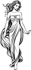 Athenas Adornment Emblematic Greek Woman in Vector Eternal Elegance Iconic Representation of Greek Beauty