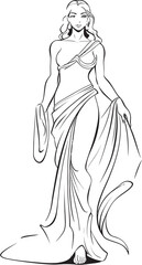 Radiant Resplendence Emblem of Greek Beauty in Vector Sophisticated Serenity Iconic Greek Woman in Vector Form