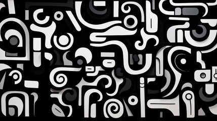 Rudimentary black outlines forming an abstract composition  AI generated illustration