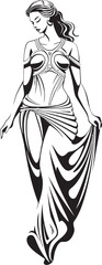Mythical Muse Vector Design of Beautiful Greek Woman Pantheon Princess Iconic Emblem of Ancient Beauty