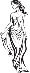 Helenic Harmony Iconic Emblem of Beautiful Greek Woman Olympian Elegance Vector Design of Greek Goddess