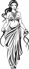 Olympian Elegance Vector Design of Greek Goddess Mythical Maiden Iconic Greek Woman Emblem