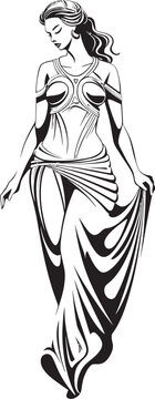 recommend clip art: Mythical Muse Vector Design of Beautiful Greek Woman Pantheon Princess Iconic Emblem of Ancient Beauty