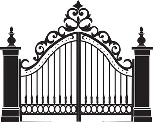 Old World Access Vector Logo of Vintage Metal Gate Time Honored Entryway Antique Metal Gate Emblem