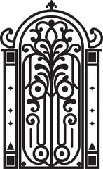 Retro Rampart Iconic Vector Design of Metal Gate Heritage Gateway Emblematic Metal Gate Vector Logo