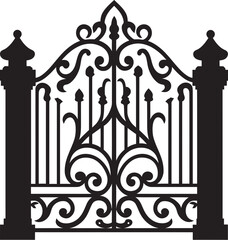 Timeless Barrier Iconic Emblem of Classic Metal Gate Aged Passage Antique Metal Gate Vector Icon