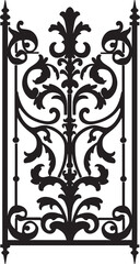 Fototapeta na wymiar Old World Access Vector Logo of Vintage Metal Gate Time Honored Portico Antique Metal Gate Emblem