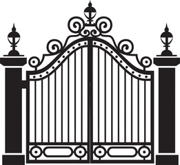 Retro Rampart Antique Metal Gate Vector Emblem Heritage Portal Iconic Emblem of Vintage Metal Gate