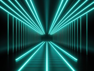 Turquoise neon tunnel entrance path design seamless tunnel lighting neon linear strip