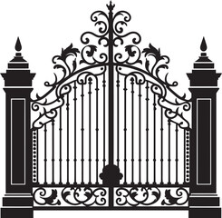 Rustic Portal Antique Metal Gate Logo Design Historic Herald Iconic Emblem of Metal Gate