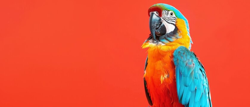 Happy Parrot with Radiant Red Background