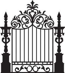 Timeless Portal Vector Logo of Vintage Metal Gate Rustic Entry Iconic Emblem of Antique Metal Gate