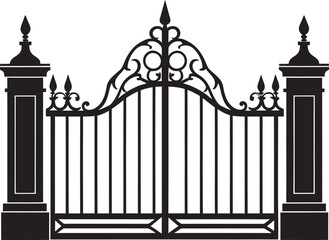 Ancient Barrier Vector Representation of Old Metal Gate Timeless Gateway Iconic Emblem of Antique Metal Gate