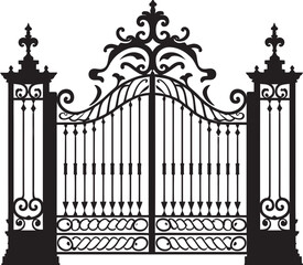 Rustic Portal Antique Metal Gate Logo Design Historic Herald Iconic Emblem of Metal Gate