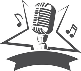 Music star logo. Microphone emblem. Talent show