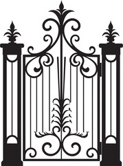 Ancient Archway Vector Representation of Metal Gate Rustic Portal Antique Metal Gate Logo Design