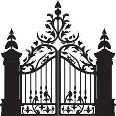 Vintage Defense Antique Metal Gate Iconic Emblem Rustic Rampart Vector Representation of Old Metal Gate