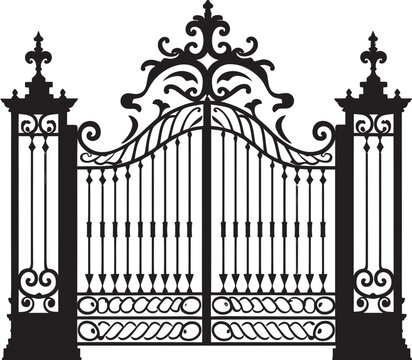 recommend clip art: Rustic Portal Antique Metal Gate Logo Design Historic Herald Iconic Emblem of Metal Gate