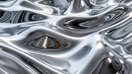 futuristic background with sleek chrome textures with fluid reflections