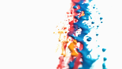 Paint stroke. Splashes of colored paint on white. Selective focus. AI generated