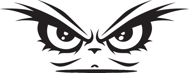 Wrathful Vision Vector Logo Design of Cartoon Angry Eye Mask Fuming Focus Angry Eye Mask Iconic Emblem