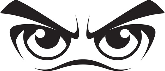 Wrathful Vision Vector Logo Design of Cartoon Angry Eye Mask Fuming Focus Angry Eye Mask Iconic Emblem - obrazy, fototapety, plakaty