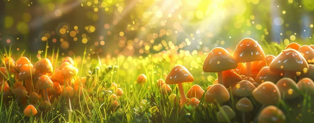 Foto op Aluminium Psilocybe Cubensis Golden Ticher Mushrooms in Sun © Sikandar