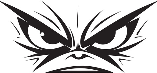 Fiery Focus Vector Representation of Angry Eye Mask Cartoon Wrath Angry Eye Mask Iconic Logo Design