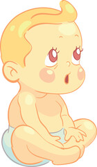 Amazed face baby. Cute cartoon toddler character
