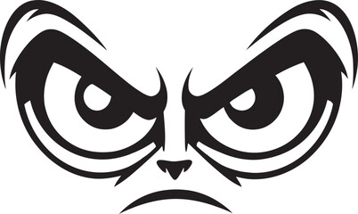 Aggressive Anger Vector Logo Design of Cartoon Angry Eye Mask Fuming Fury Angry Eye Mask Iconic Emblem