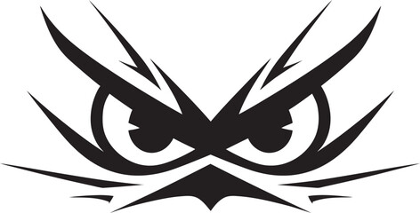 Ferocious Look Vector Logo Design of Cartoon Angry Eye Mask Mad Gaze Angry Eye Mask Iconic Emblem